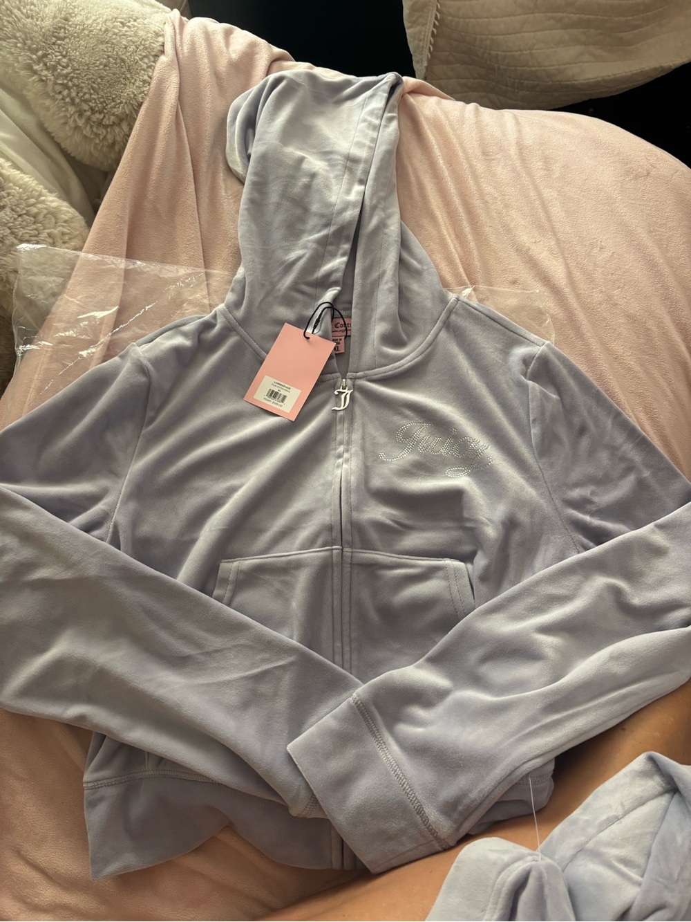NWT Juicy Couture Lavender Velour 2-piece set Zip Hoodie matching sweatpants XL